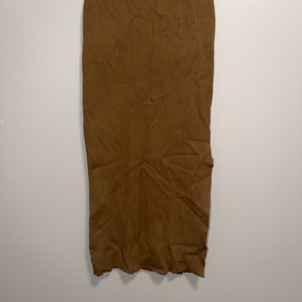 House of Harlow 1960 Brown Ribbed Knit V-Neck Midi Bodycon Dress Medium M - Picture 5 of 7